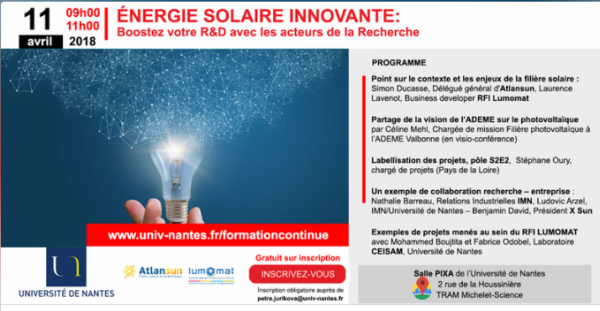 ENERGIE SOLAIRE INNOVANTE : boostez votre R&amp;D avec les acteurs de la RECHERCHE