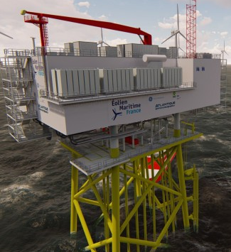 La sous-station électrique du premier par éolien offshore français de St Nazaire est posée en mer !